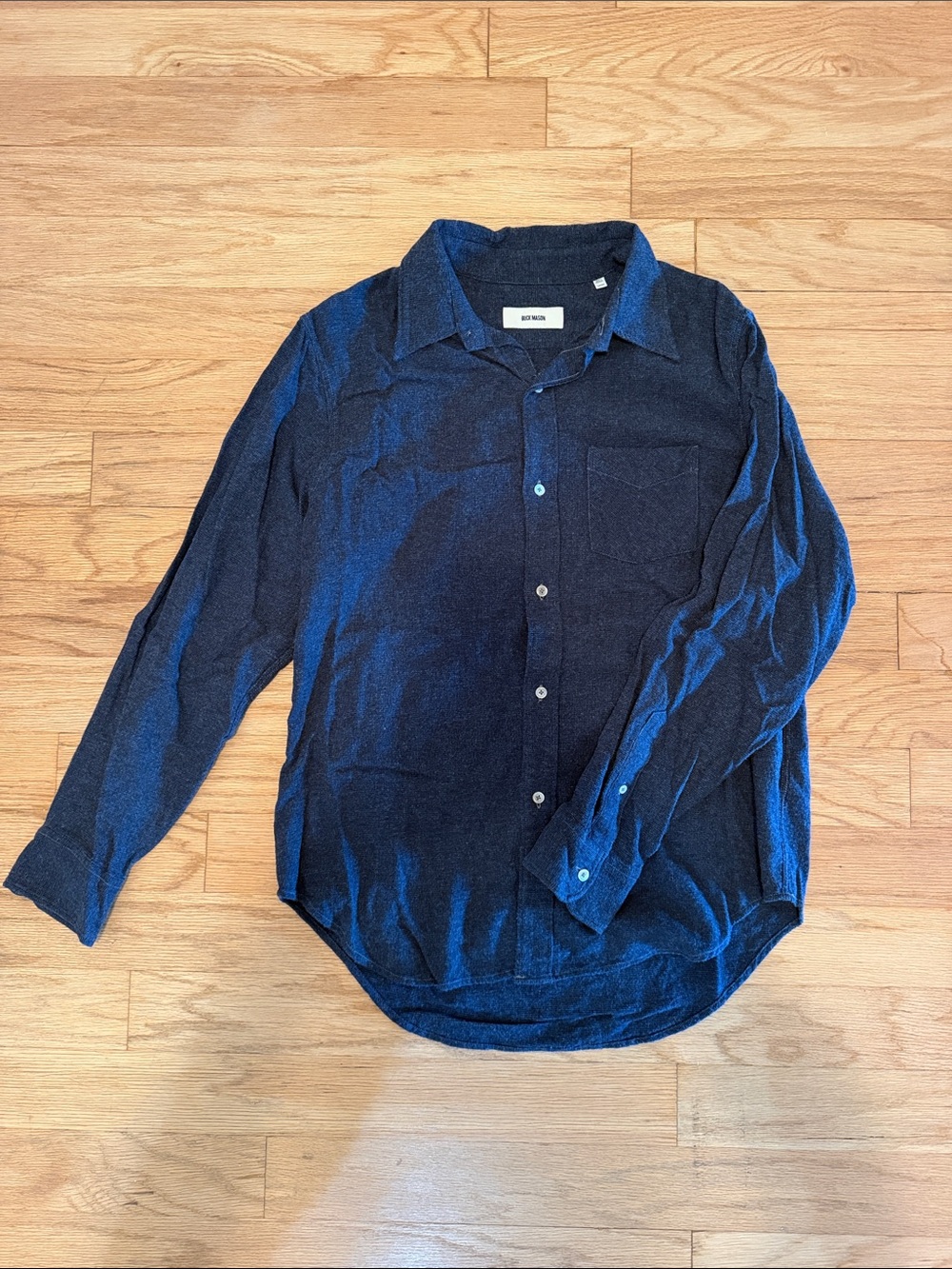 Buck Mason Navy Blue Long-Sleeve Button-Down Shirt